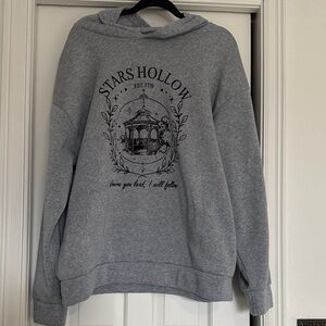 Gray Stars Hollow Graphic Hooded Sweatshirt